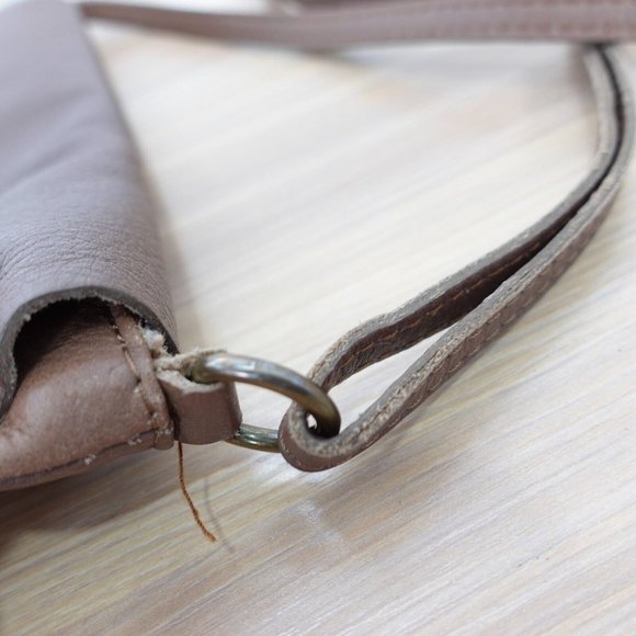 Brown Leather Clutch Crossbody‎ Sling Italian Purse Small Camel Genuine ITALY - Picture 10 of 12